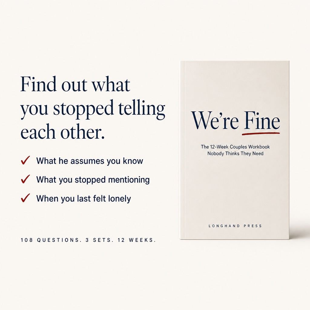 Find out what you stopped telling each other. 108 questions, 3 sets, 12 weeks.