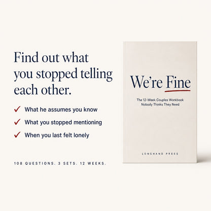 Find out what you stopped telling each other. 108 questions, 3 sets, 12 weeks.