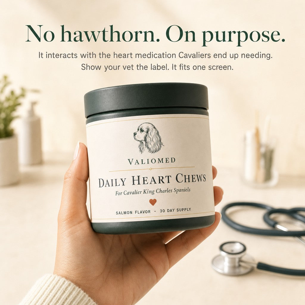 No hawthorn, on purpose. Safe beside his heart medication.